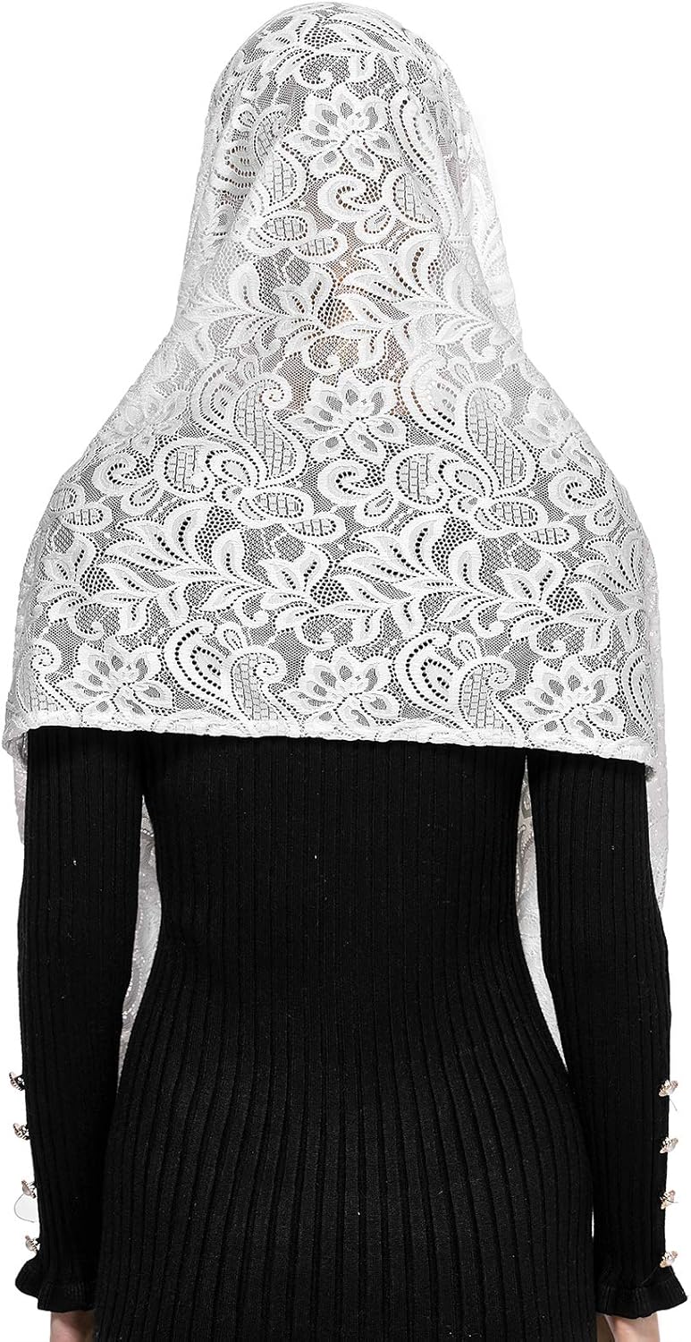 Wgior Rectangular Chapel Veil Scarf Catholic Church Veils Mantilla Wrap Shawl Mass Head Covering - Image 3
